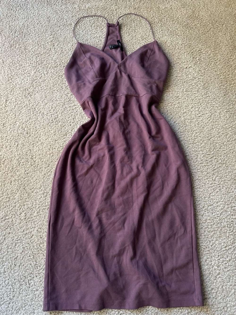 Forever 21 Mauve Spaghetti-Strap Bodycon Midi Dress party night out prom